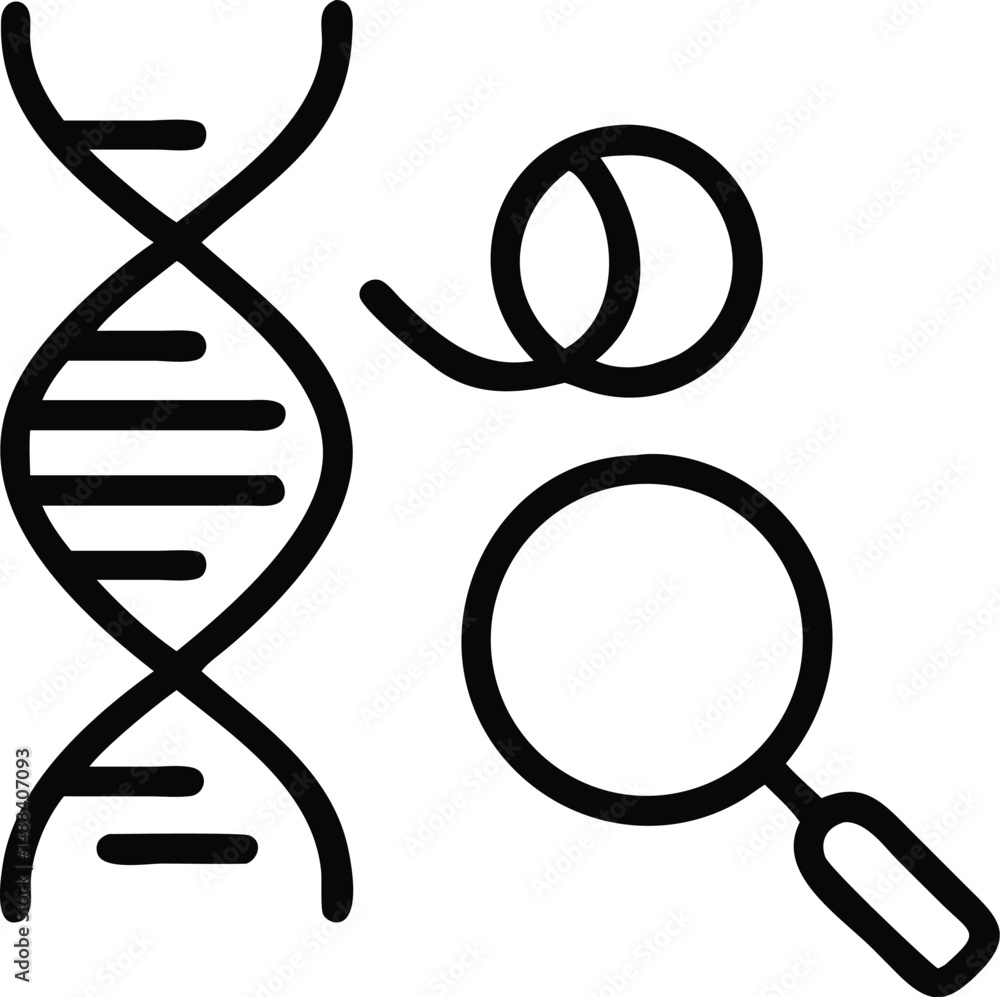 Poster simple black and white icon depicting a dna helix with transparency
