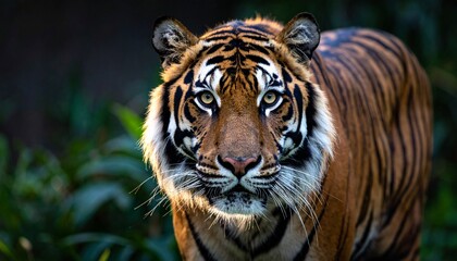 Portrait photo of tiger with blurred background