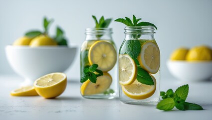 Fototapeta premium Light and Fresh Detox Drinks for Health and Wellness