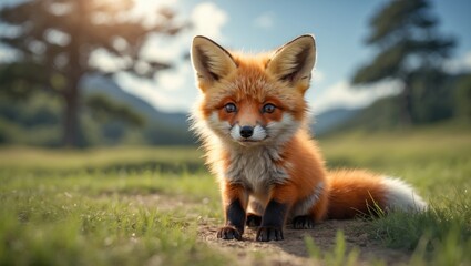 Young Red Fox in a Natural Setting