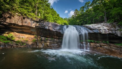 Fototapeta premium slate rock waterfall hickory nut falls in chimney rock north carolina