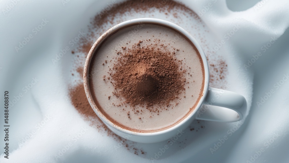 Poster cocoa drink in an isolated mug on a background.