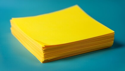 stack of bright yellow sticky notes organized neatly on a clean surface ready for ideas and reminders isolated on transparent background