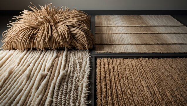 Variety of carpet textures and patterns for home flooring and decoration