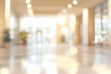 Abstract blurred office interior with light bokeh lights design background space