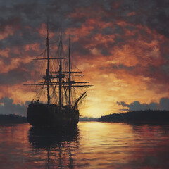 Fototapeta premium sailboat at sunset