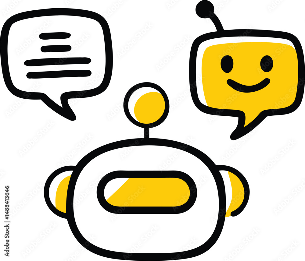 Poster smiling chat bubble illustration with person representation suitable for communication concepts