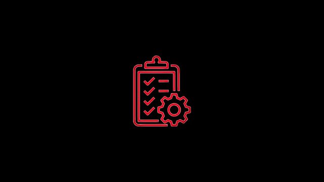 Neon glowing note book icon animation on background.