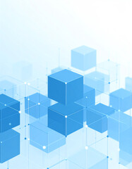 Abstract blue cubes arranged in a grid, creating a modern, digital aesthetic with a light background