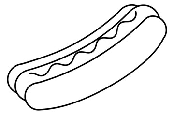 hot dog silhouette line art vector illustration with a white background