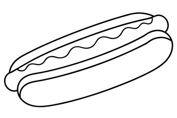 hot dog silhouette line art vector illustration with a white background