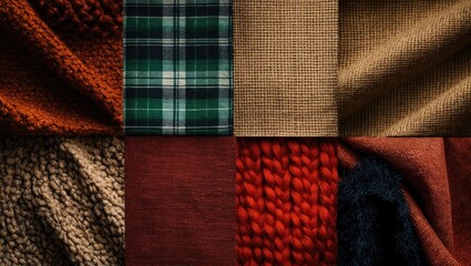Collection of Diverse Fabric and Material Textures on Surface