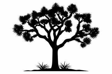 Obraz premium joshua tree silhouette line art vector illustration with a white background