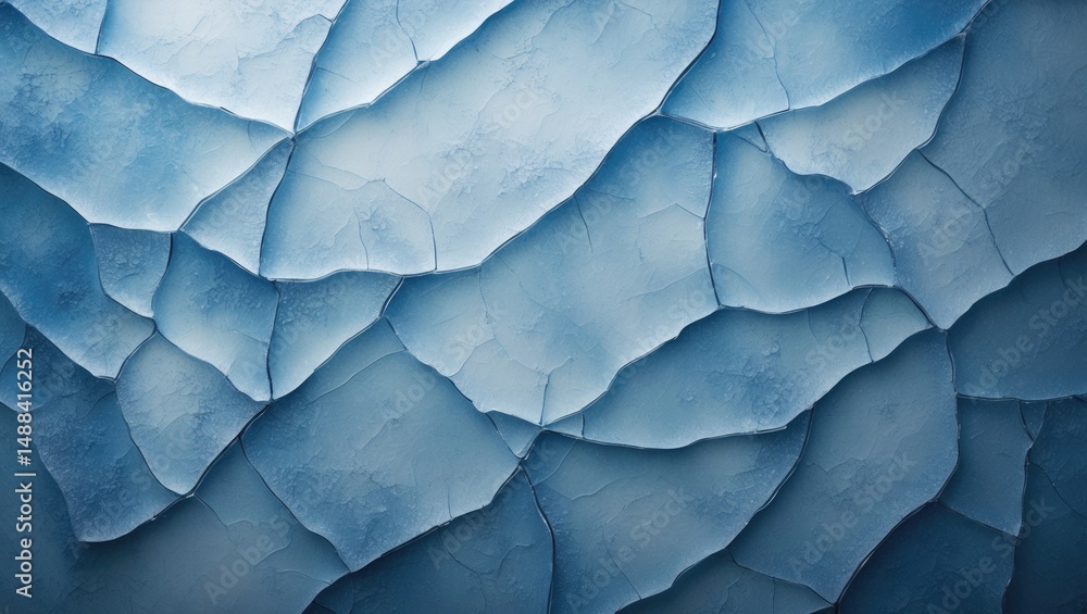 Poster blue textured ice with cracks and bubble details as background