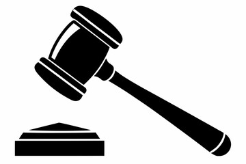judges hammer silhouette line art vector illustration with a white background