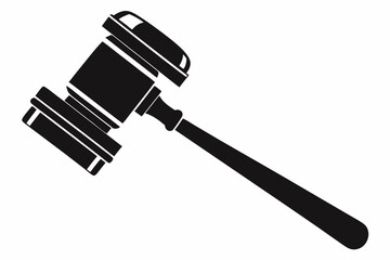 judges hammer silhouette line art vector illustration with a white background