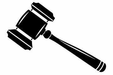 judges hammer silhouette line art vector illustration with a white background