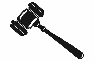 judges hammer silhouette line art vector illustration with a white background