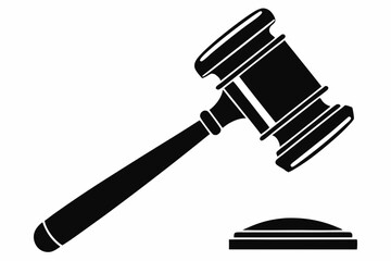 judges hammer silhouette line art vector illustration with a white background