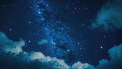 Fototapeta premium Background of a dark blue sky filled with stars