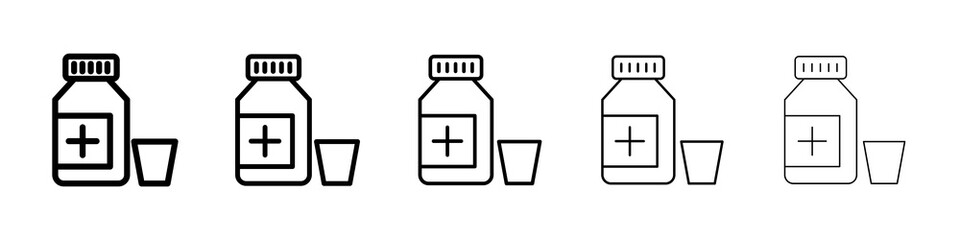 Obraz premium Syrup medicine bottle icon concept. graphic design, logo, Web, UI.