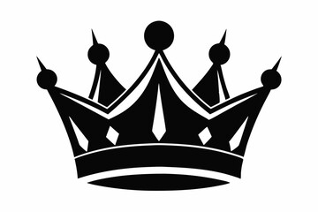king crown silhouette line art vector illustration with a white background