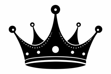 king crown silhouette line art vector illustration with a white background