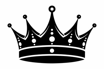 king crown silhouette line art vector illustration with a white background
