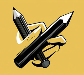 Set of hands with a pen in different positions. Hands holding a pen in halftone style. Stippled vector illustration.