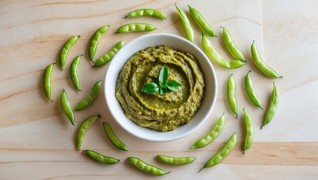 Borboti bhorta served in a white bowl against a wooden backdrop.