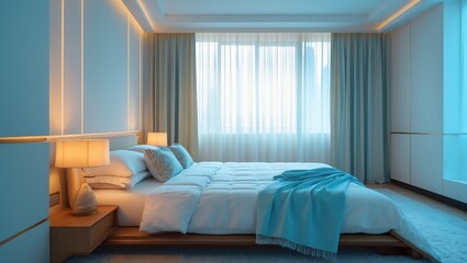 Double bed within the interior space