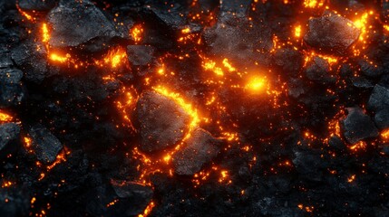 Molten rock erupting from fractured earth