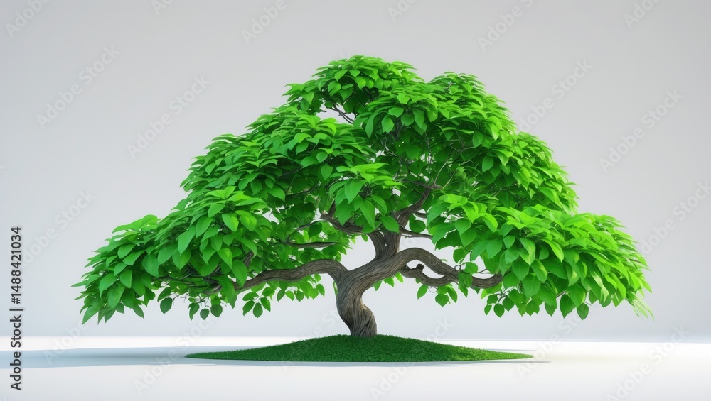 Poster isolated side view of an abstract green tree on a white background for landscape and architectural d