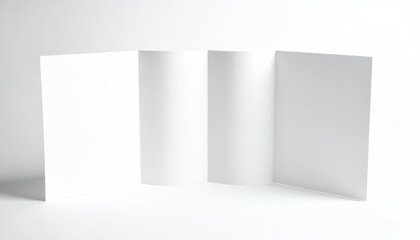 A blank tri-fold brochure on a white background, ideal for creative designs, presentations, or promotional materials