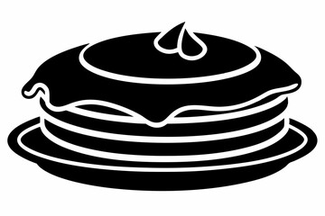 pancake silhouette line art vector illustration with a white background