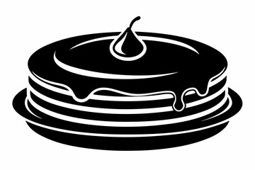pancake silhouette line art vector illustration with a white background