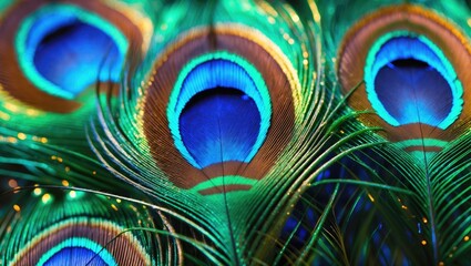 Naklejka premium Close-up of macro peacock feathers