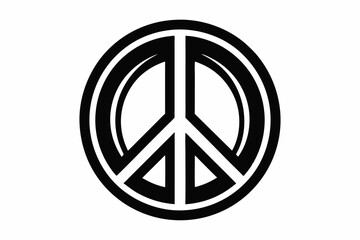 peace symbol silhouette line art vector illustration with a white background
