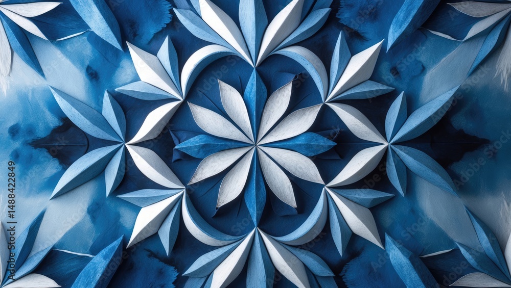 Poster abstract representation of feathery ice patterns and crystals