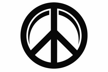 peace symbol silhouette line art vector illustration with a white background