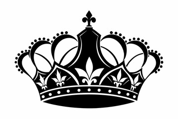 queen crown silhouette line art vector illustration with a white background