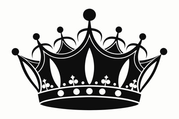queen crown silhouette line art vector illustration with a white background