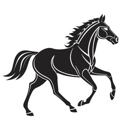 Running horse black silhouette. Vector illustration.