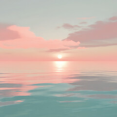 Obraz premium Peaceful ocean surface under bright clear sky high resolution picture