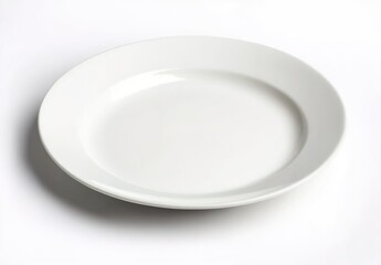 A single white plate on a white background