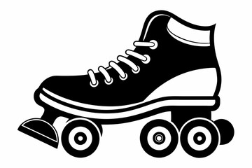 roller skates silhouette line art vector illustration with a white background