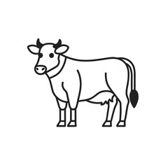 cow cartoon line art icon on white background.