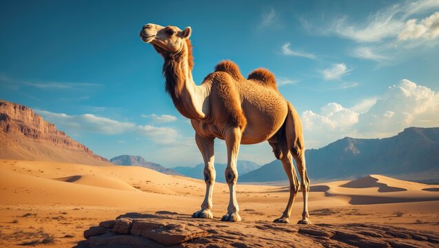 Camel in the Mountains of the Desert