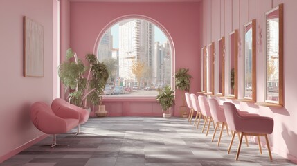 Serene Pink Salon Interior Design: Modern Elegance Meets Tranquility