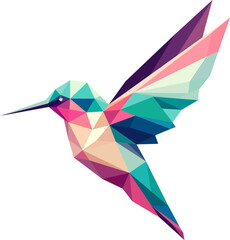 colorful polygon illustration of a hummingbird © Christian Horz